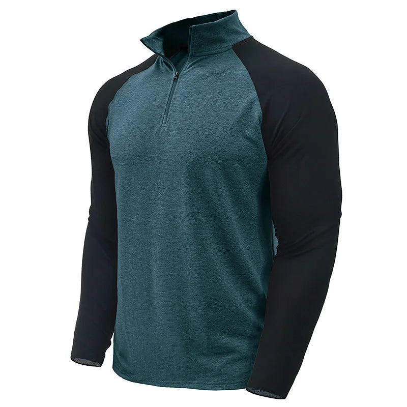 Pullover voor heren met kwartrits en kleurvlakken