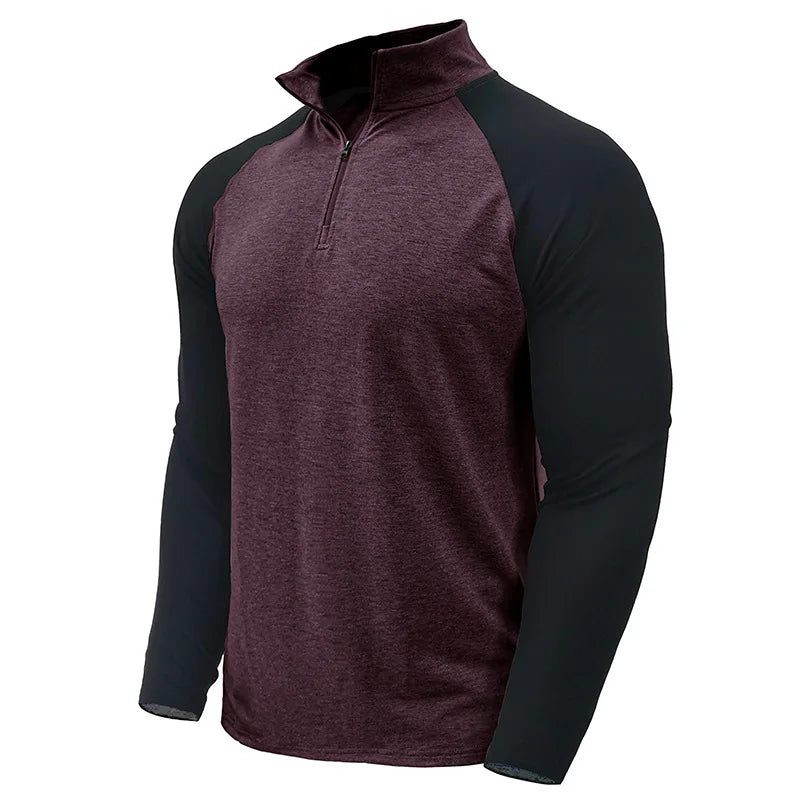 Pullover voor heren met kwartrits en kleurvlakken