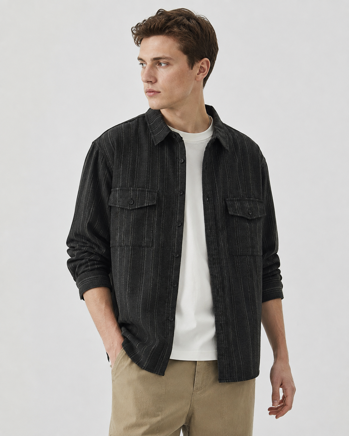 Kuvioitu napitettava overshirt-paita