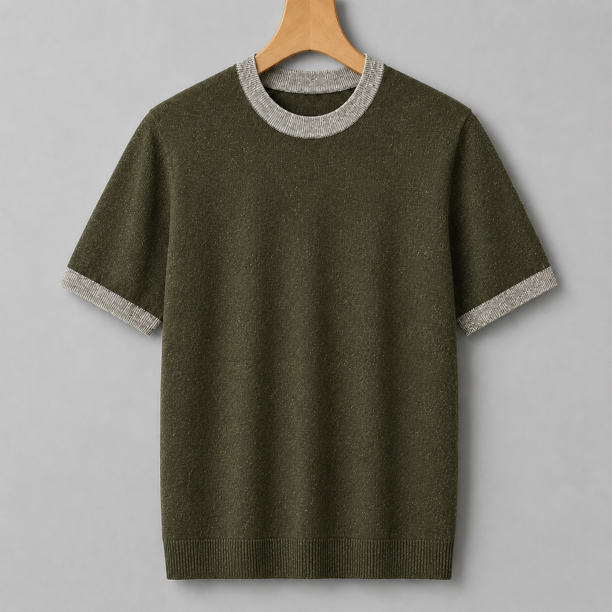 T-shirt van katoen met contrasterend breisel