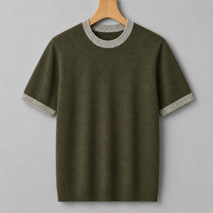 T-shirt van katoen met contrasterend breisel