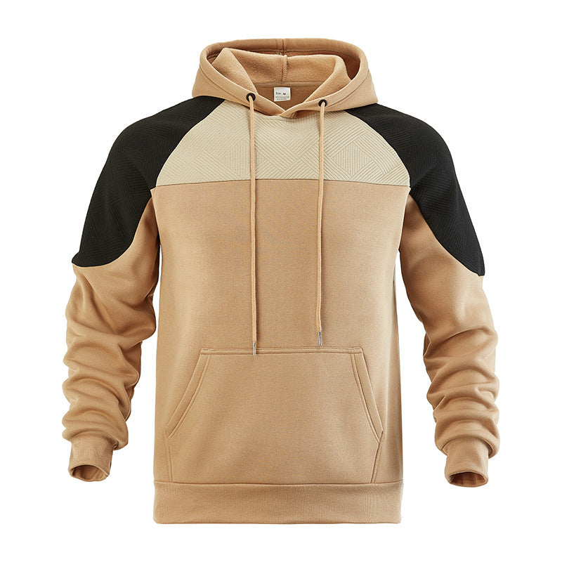 Herenhoodie met structuur en contrasterend paneel