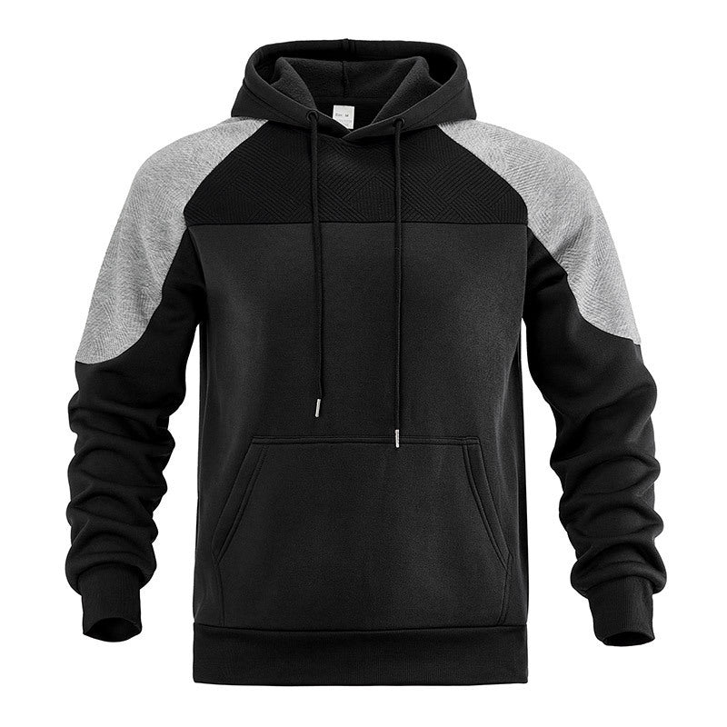 Herenhoodie met structuur en contrasterend paneel
