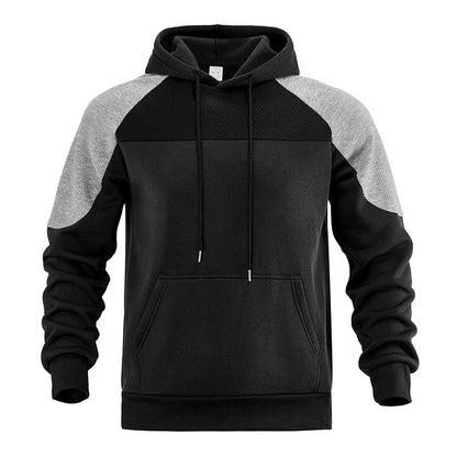 Herenhoodie met structuur en contrasterend paneel