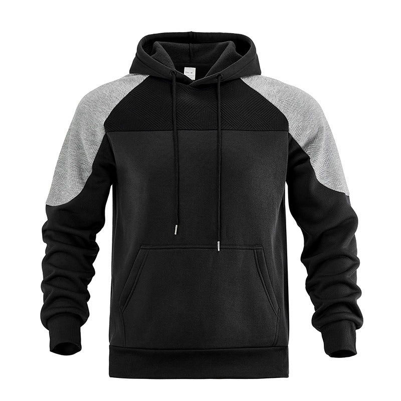 Herenhoodie met structuur en contrasterend paneel