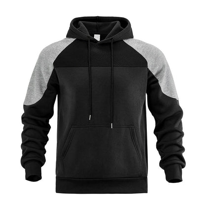 Herenhoodie met structuur en contrasterend paneel