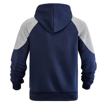 Herenhoodie met structuur en contrasterend paneel