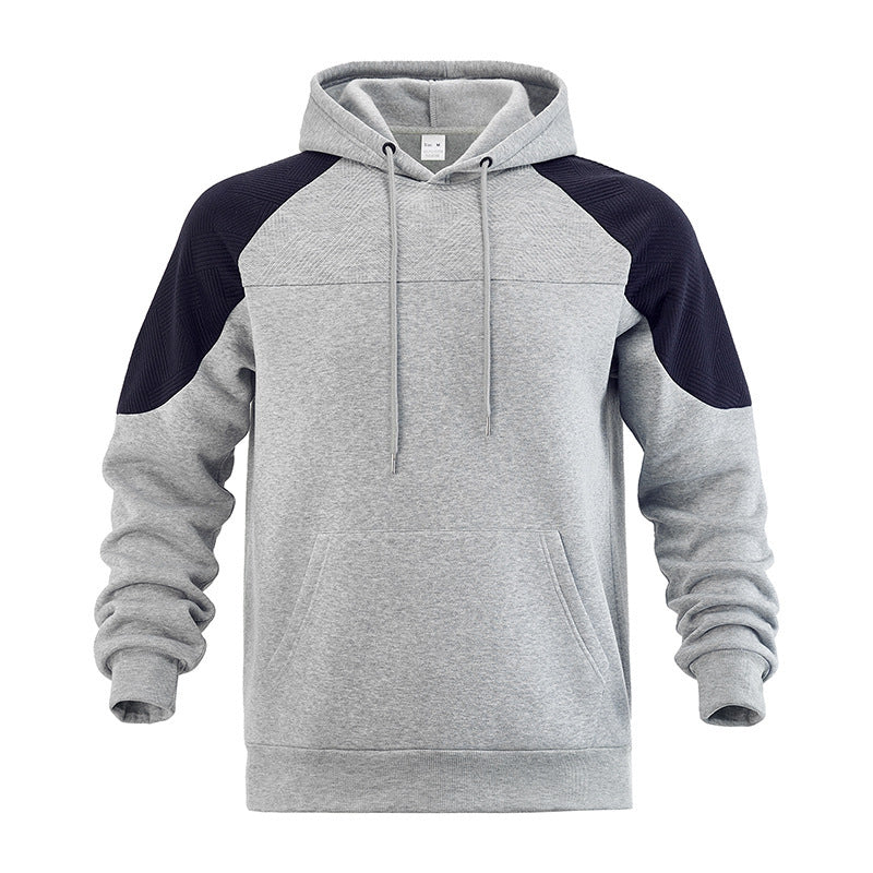 Herenhoodie met structuur en contrasterend paneel