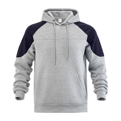 Herenhoodie met structuur en contrasterend paneel