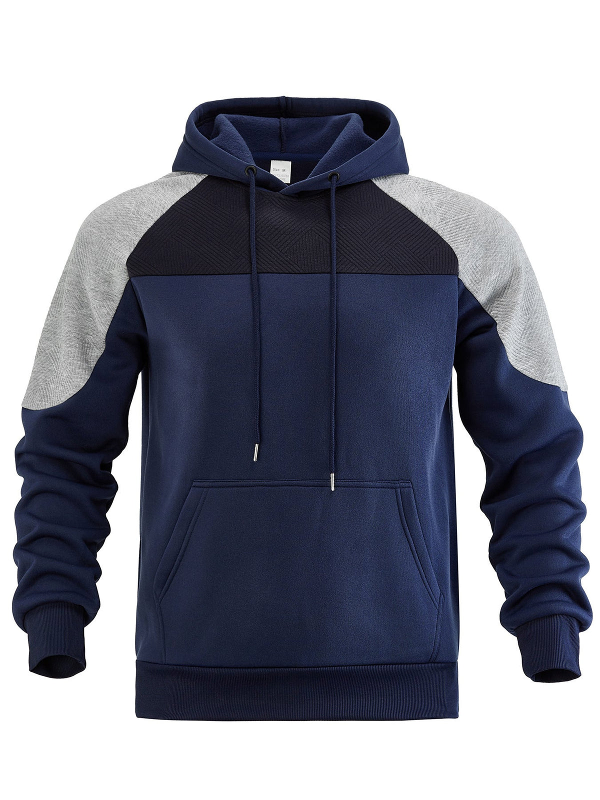 Herenhoodie met structuur en contrasterend paneel