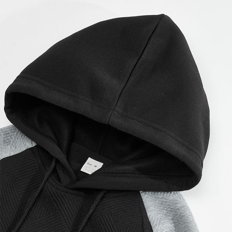 Herenhoodie met structuur en contrasterend paneel
