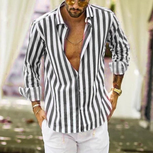 Men's Slim Fit Vertical Stripe Shirt