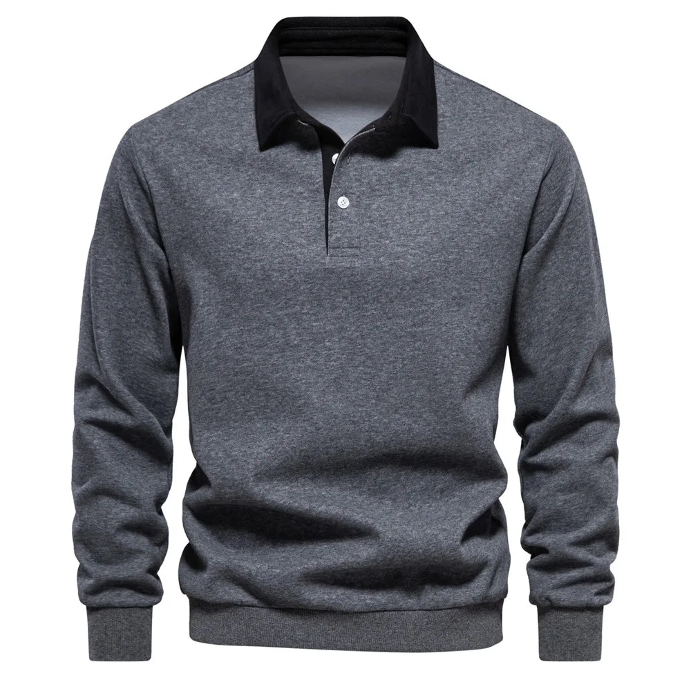 Sweter męski Matteo Sala z kołnierzykiem polo i długim rękawem