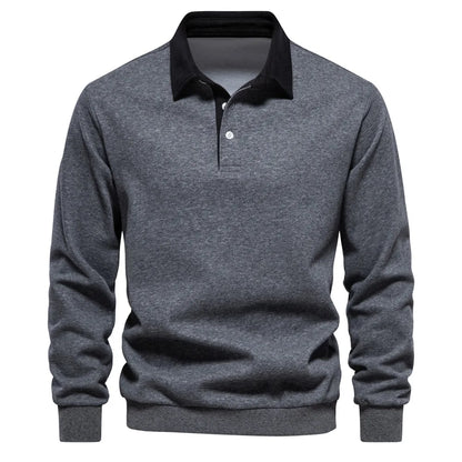 Sweter męski Matteo Sala z kołnierzykiem polo i długim rękawem