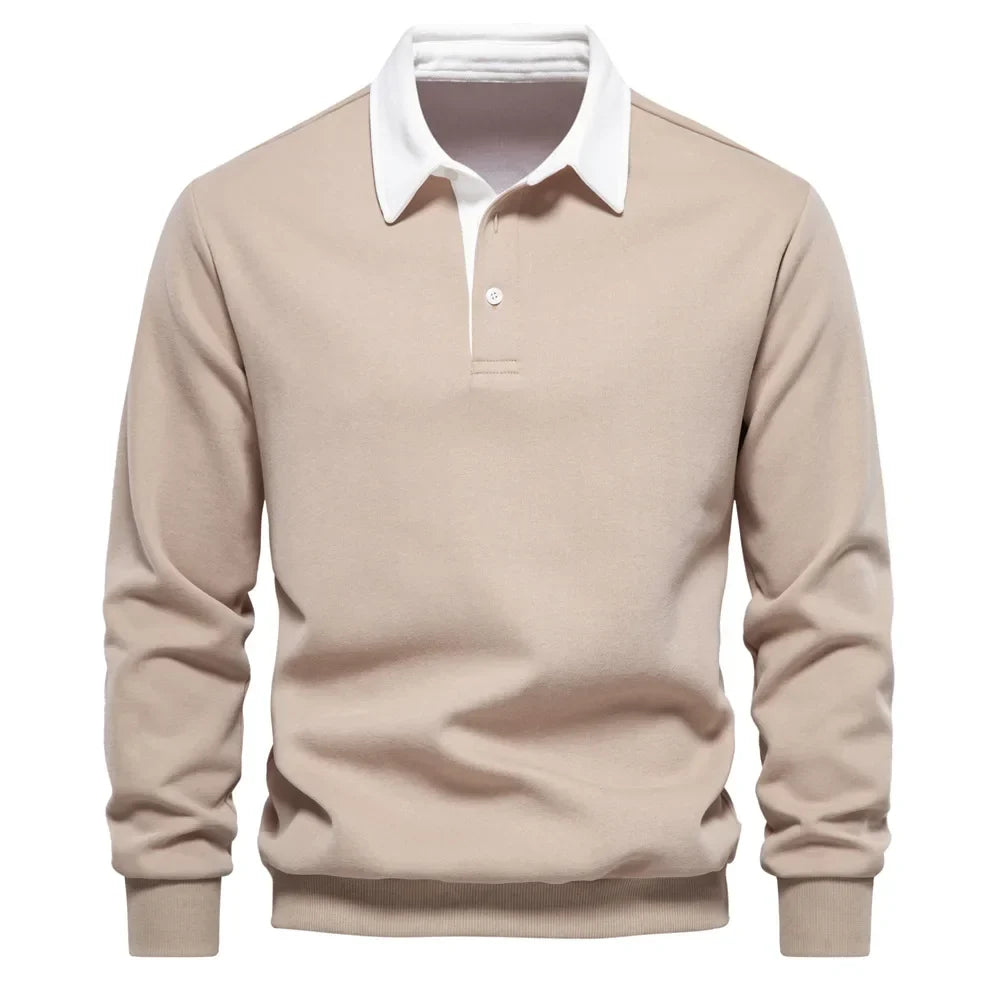 Sweter męski Matteo Sala z kołnierzykiem polo i długim rękawem