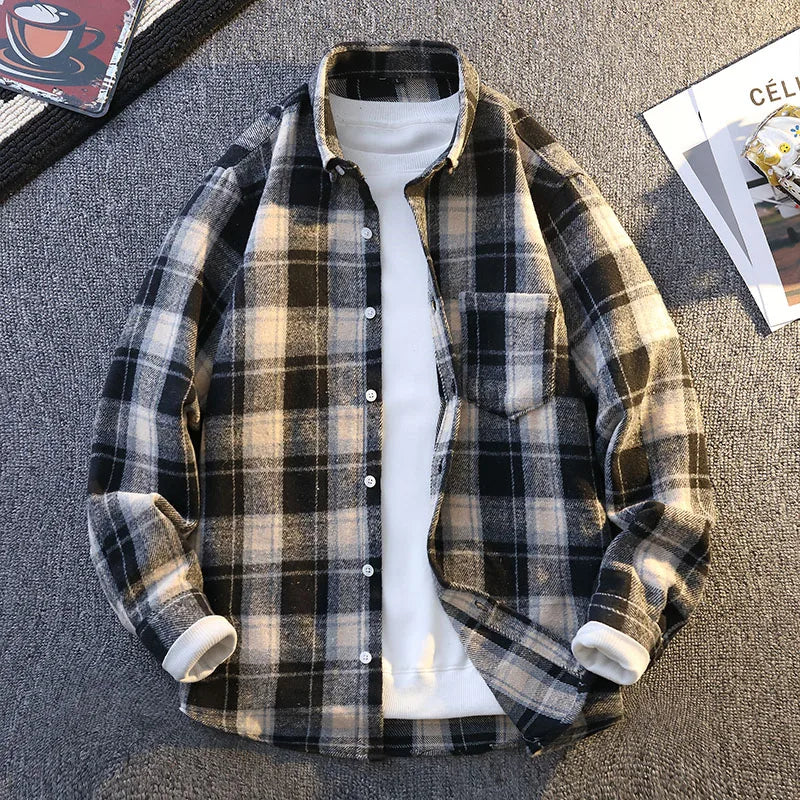 Camicia a quadri vintage da uomo Vinthentic a maniche lunghe