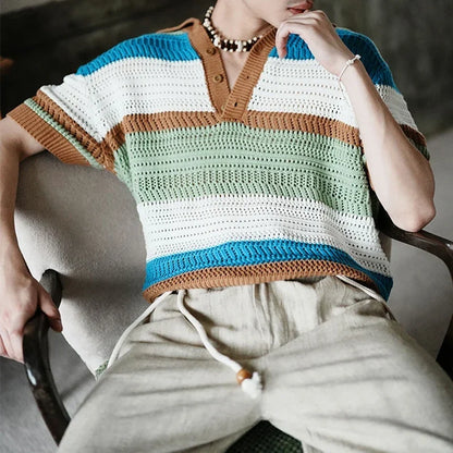 Roger de la gebreid poloshirt