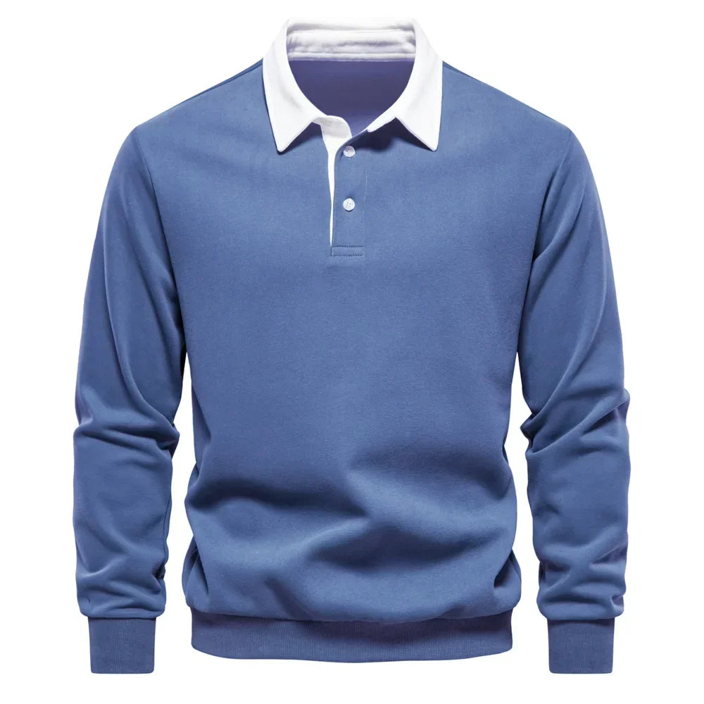 Sweter męski Matteo Sala z kołnierzykiem polo i długim rękawem