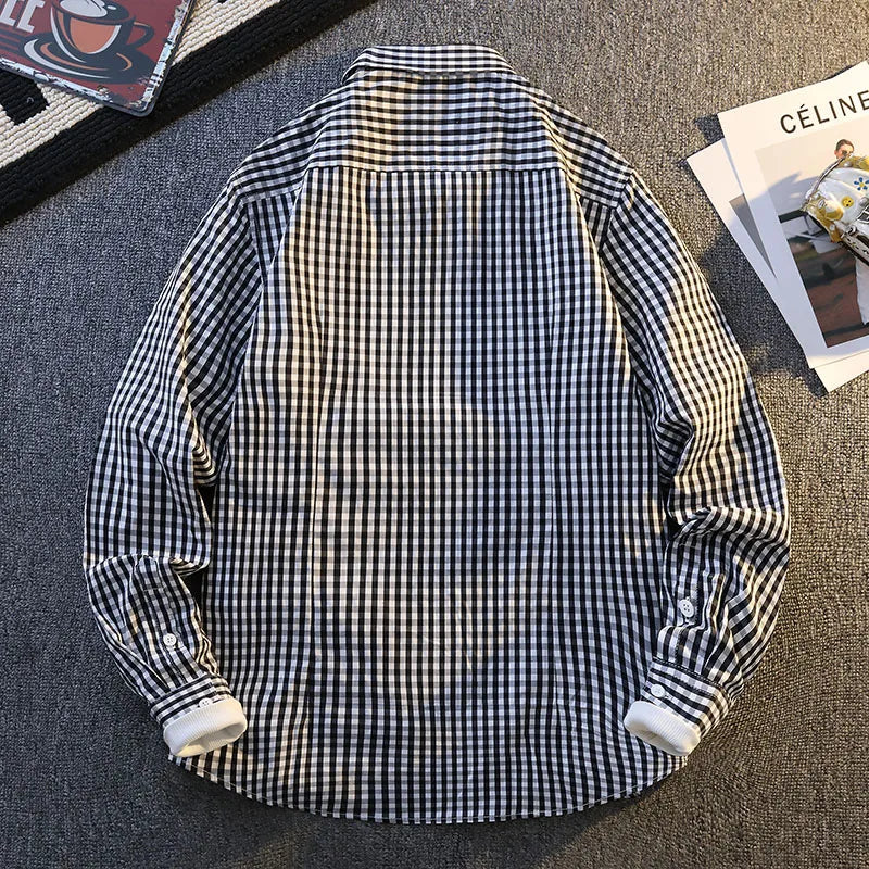 Vinthentic ternet flannelskjorte med lange ærmer til mænd
