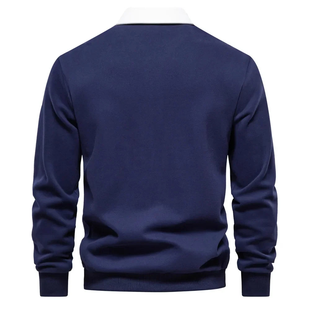 Sweter męski Matteo Sala z kołnierzykiem polo i długim rękawem