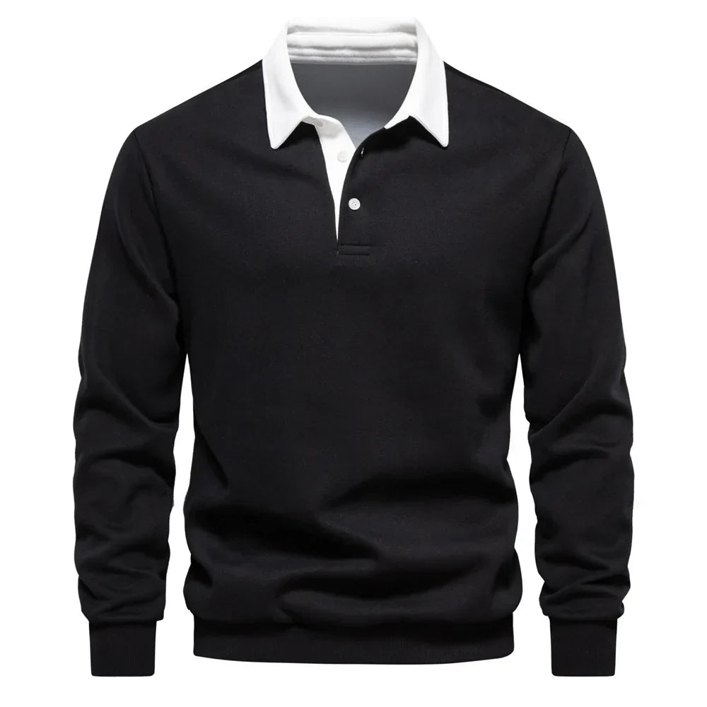 Sweter męski Matteo Sala z kołnierzykiem polo i długim rękawem