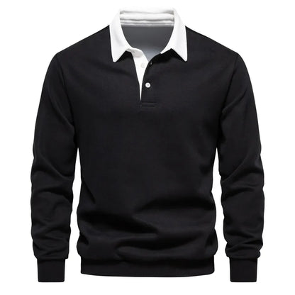 Sweter męski Matteo Sala z kołnierzykiem polo i długim rękawem