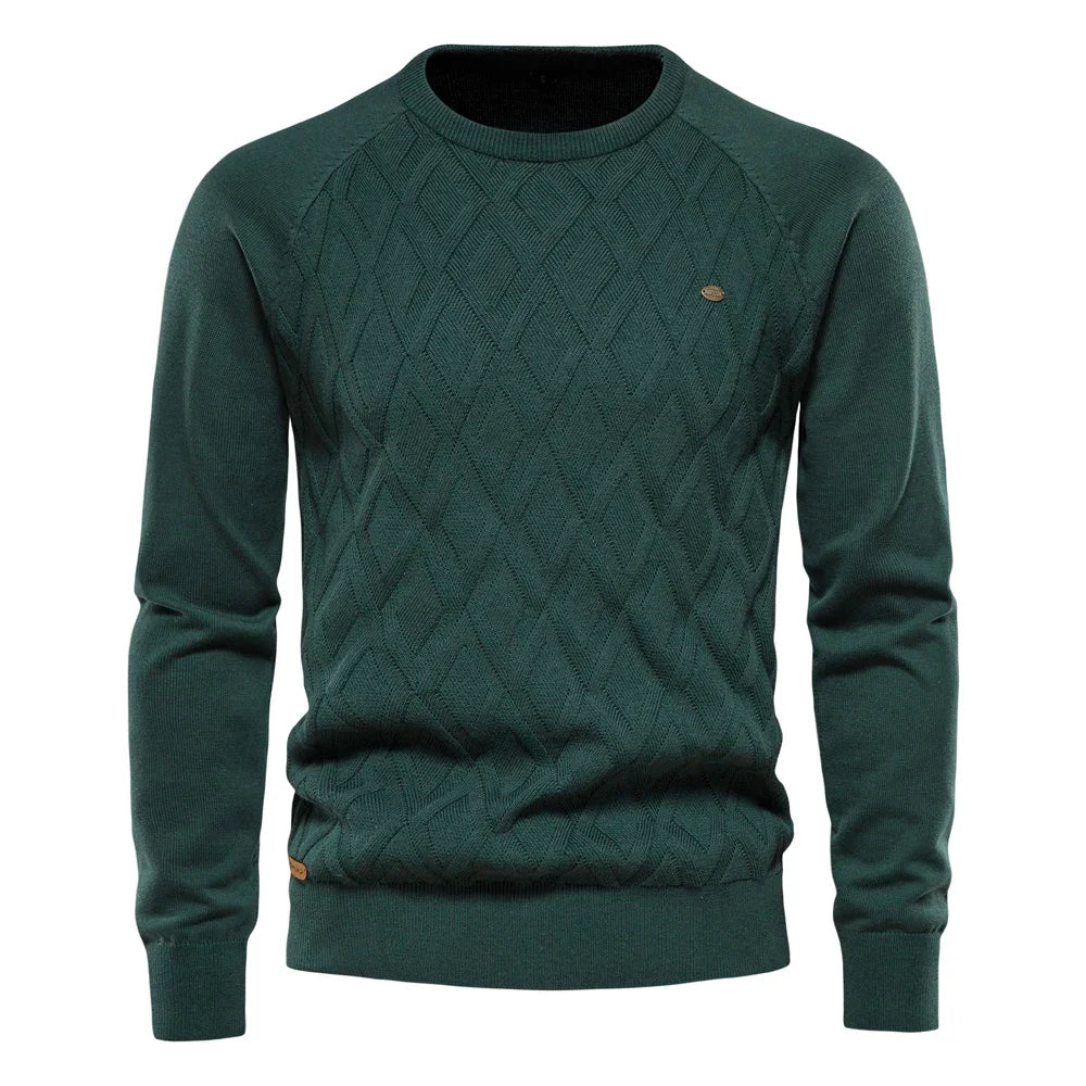 Dario Pini strikket Argyle-bluse til mænd med rund hals