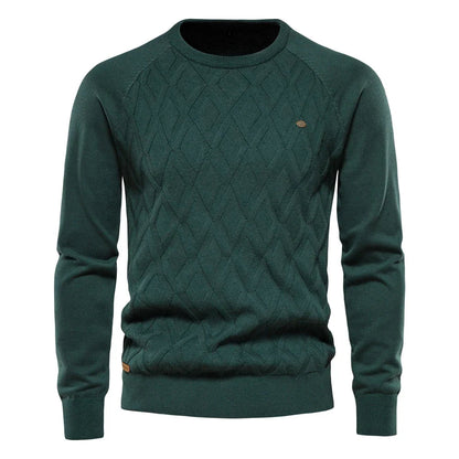 Dario Pini strikket Argyle-bluse til mænd med rund hals