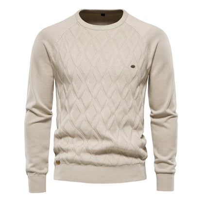 Dario Pini strikket Argyle-bluse til mænd med rund hals