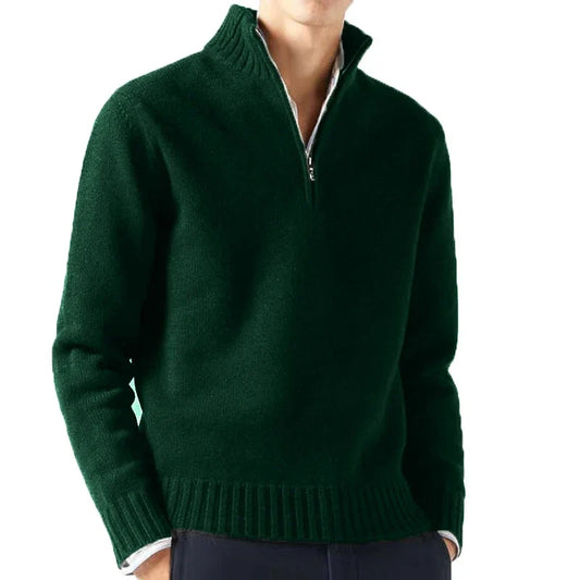 Camisola de malha de gola alta com meio fecho para homem Leo Gatti