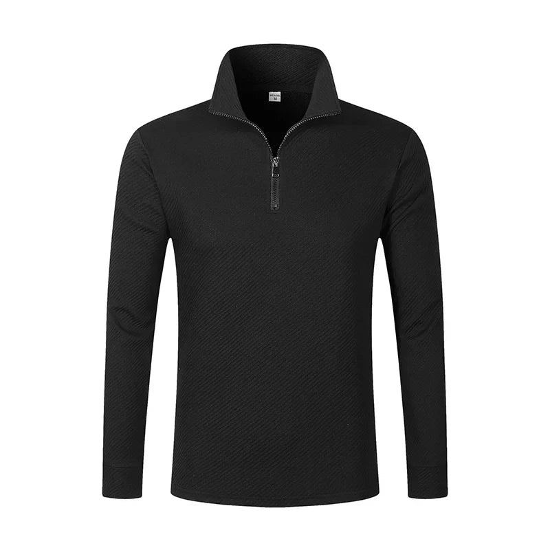 Luca Perron-poloshirt med lange ærmer og lynlås til mænd