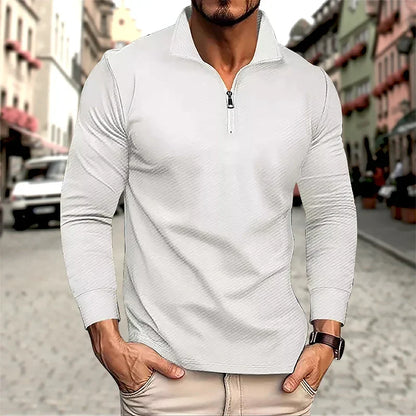 Luca Perron-poloshirt med lange ærmer og lynlås til mænd