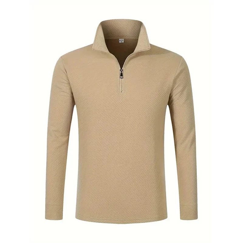 Luca Perron-poloshirt med lange ærmer og lynlås til mænd