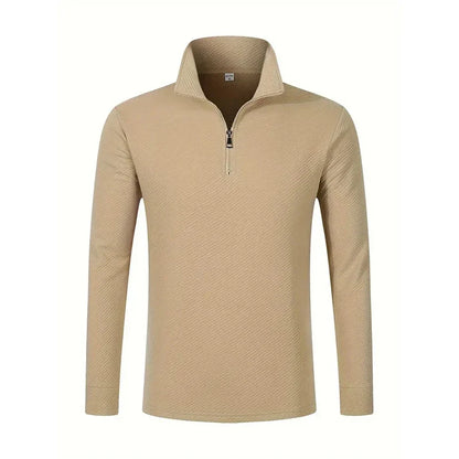 Luca Perron-poloshirt med lange ærmer og lynlås til mænd