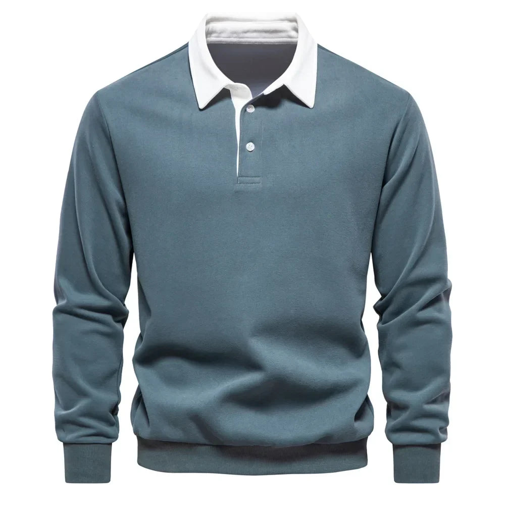 Sweter męski Matteo Sala z kołnierzykiem polo i długim rękawem