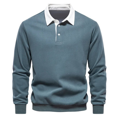 Sweter męski Matteo Sala z kołnierzykiem polo i długim rękawem