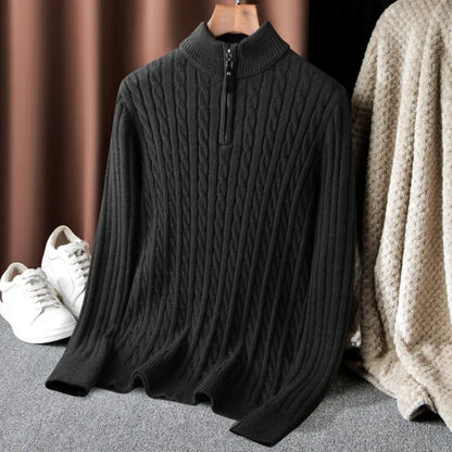Sweter premium z alpaki Livio Agresti zapinany do połowy na zamek