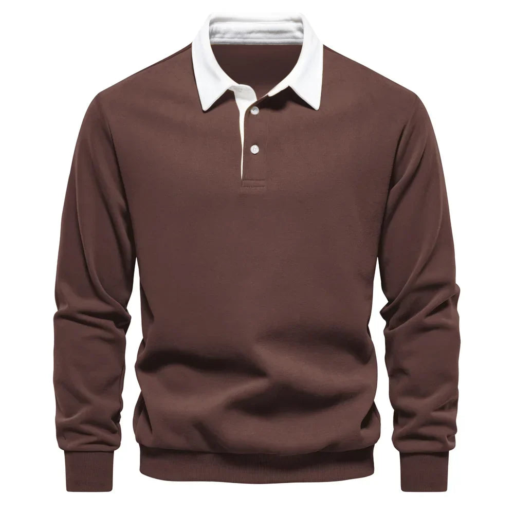 Sweter męski Matteo Sala z kołnierzykiem polo i długim rękawem
