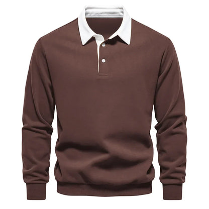 Sweter męski Matteo Sala z kołnierzykiem polo i długim rękawem