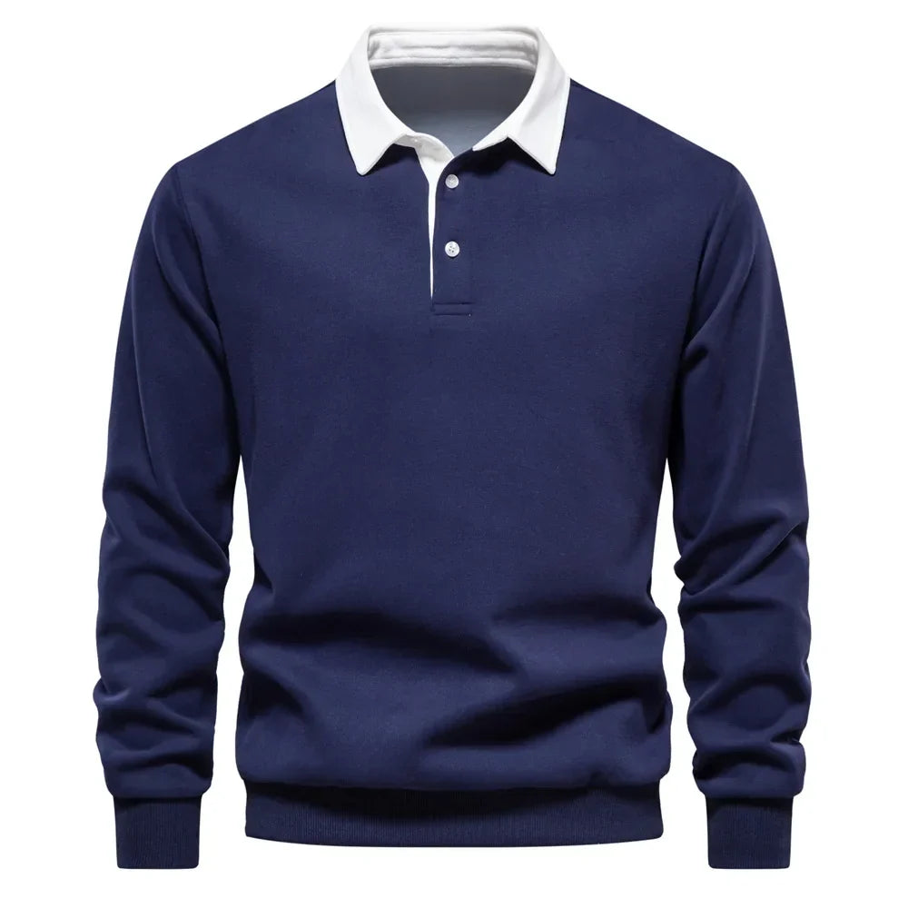 Sweter męski Matteo Sala z kołnierzykiem polo i długim rękawem