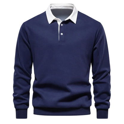 Sweter męski Matteo Sala z kołnierzykiem polo i długim rękawem