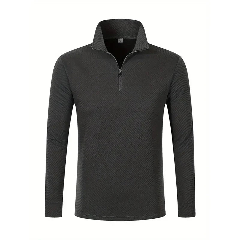 Luca Perron-poloshirt med lange ærmer og lynlås til mænd