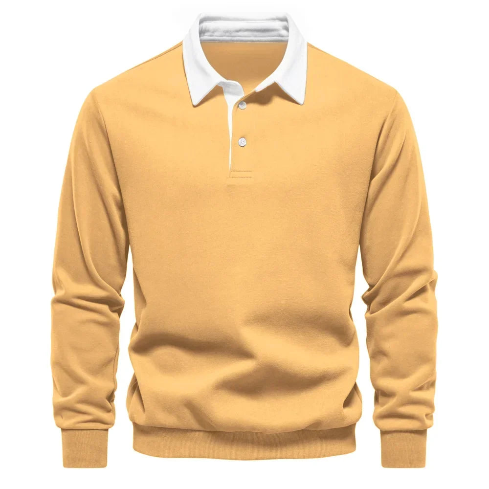 Sweter męski Matteo Sala z kołnierzykiem polo i długim rękawem