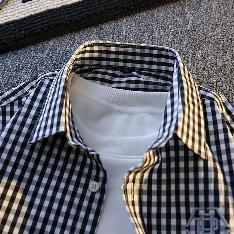Vinthentic ternet flannelskjorte med lange ærmer til mænd