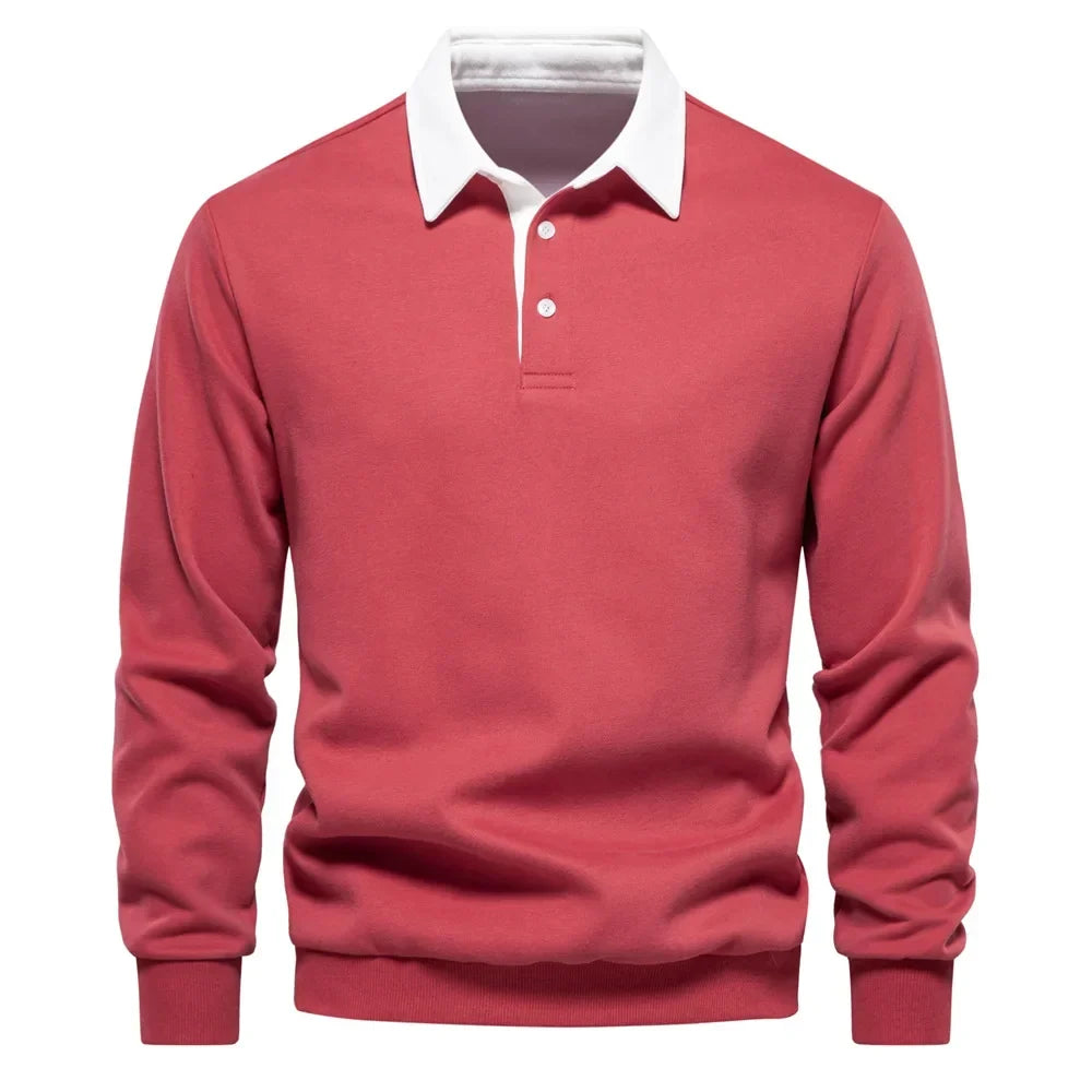 Sweter męski Matteo Sala z kołnierzykiem polo i długim rękawem