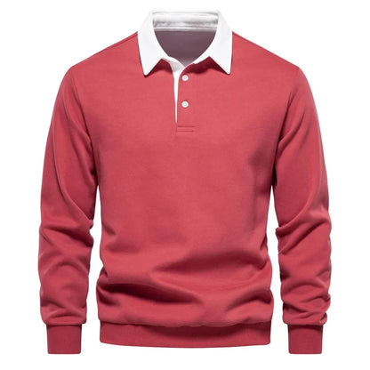Sweter męski Matteo Sala z kołnierzykiem polo i długim rękawem