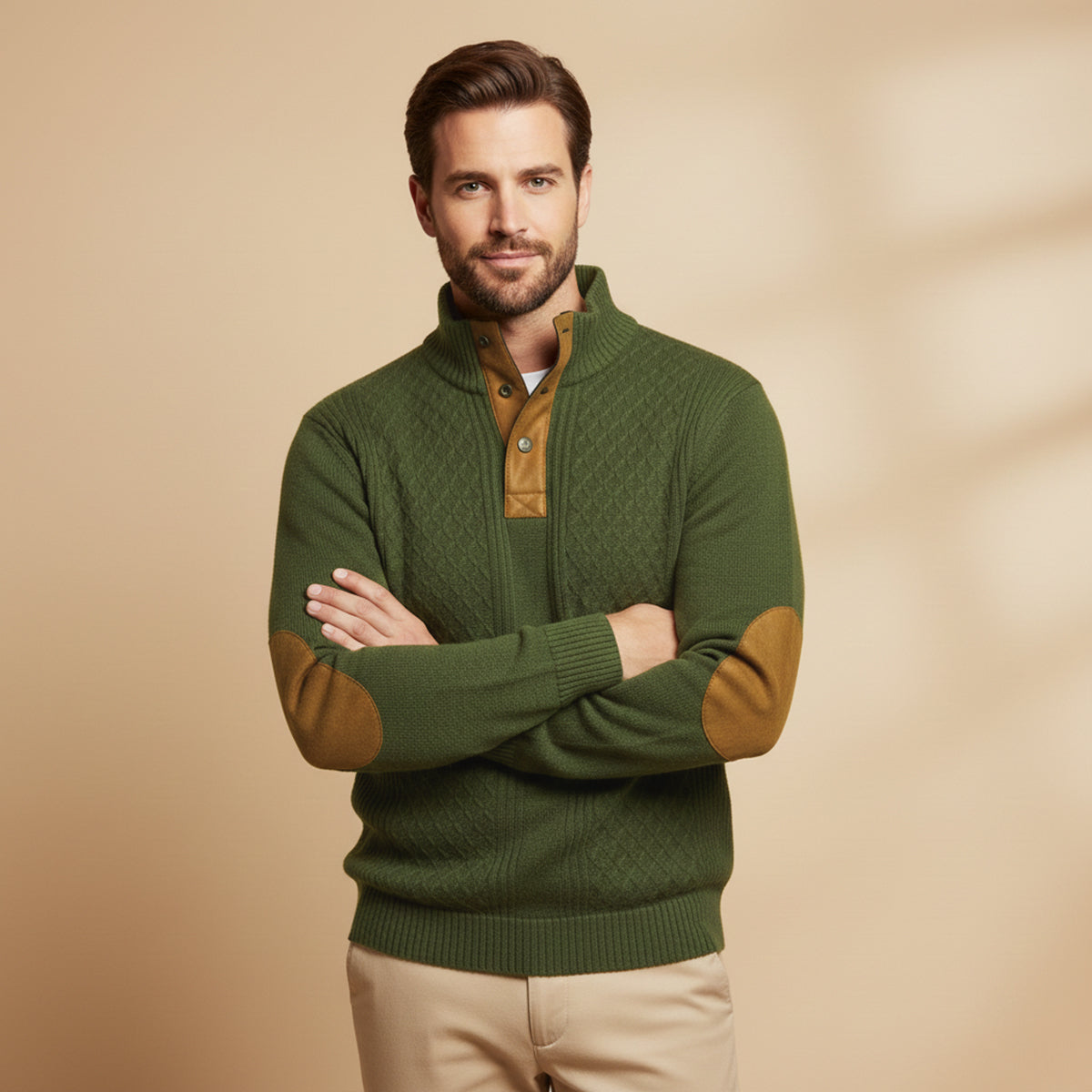 Cable-Knit Button-Front Cardigan
