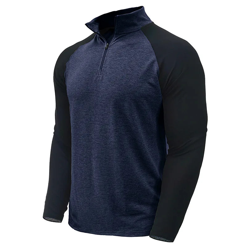 Pullover voor heren met kwartrits en kleurvlakken
