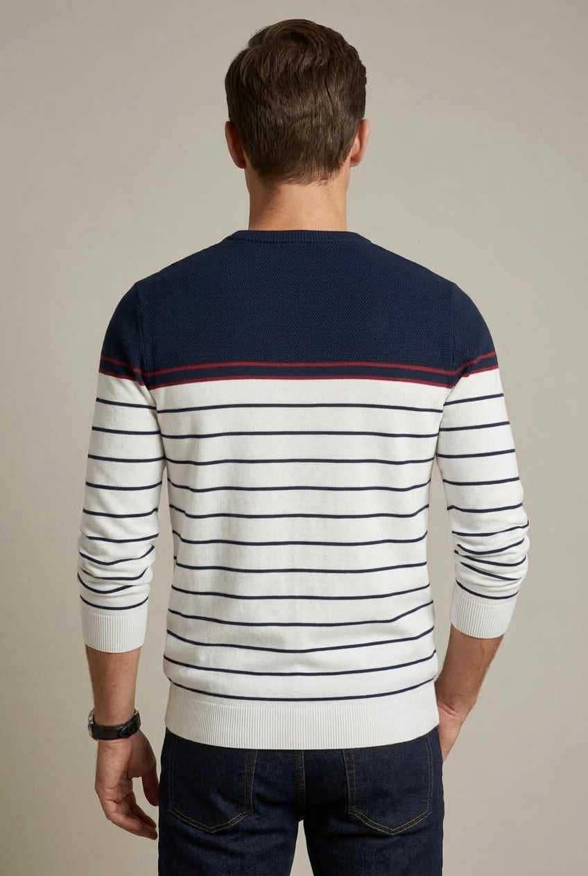 Pull rayé à col rond pour homme