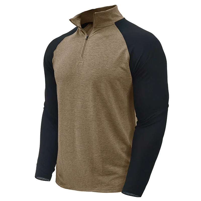 Pullover voor heren met kwartrits en kleurvlakken